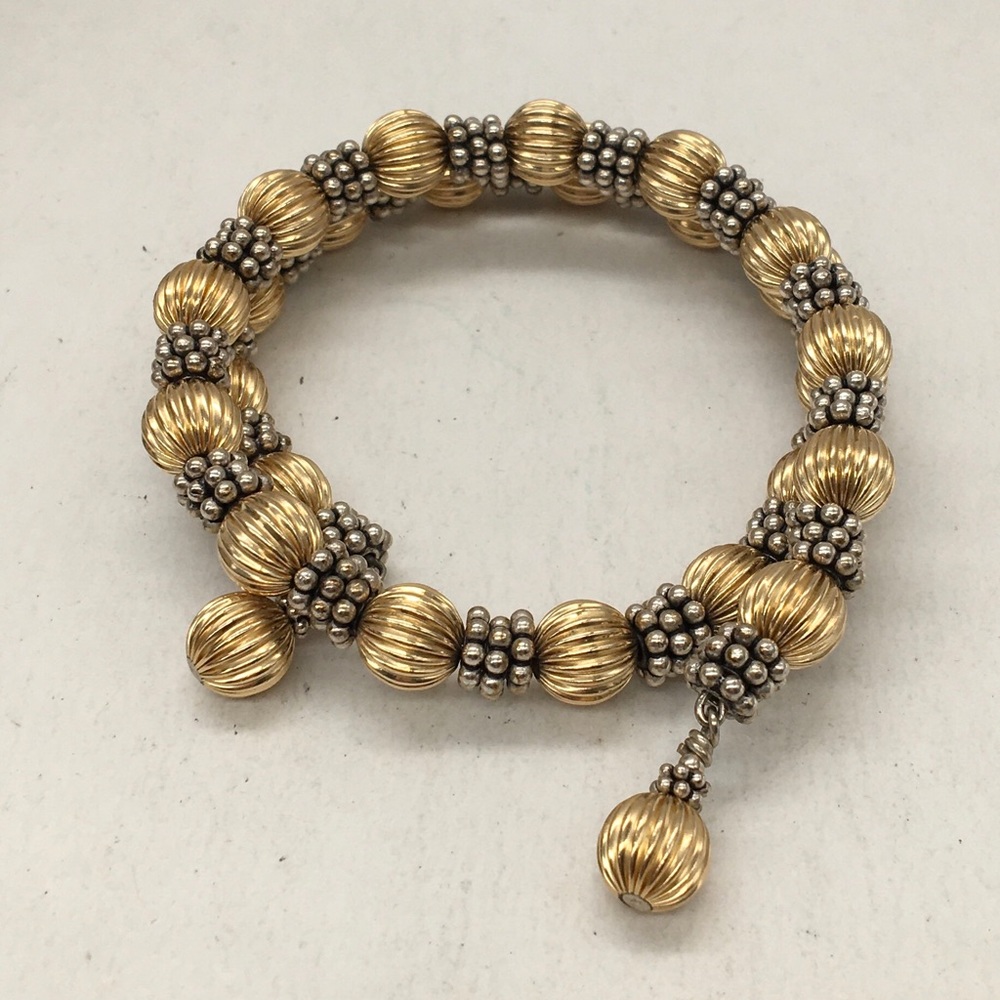 Gold & Silver Ball Bead Bracelet Wrapped Around - Picture 4 of 4
